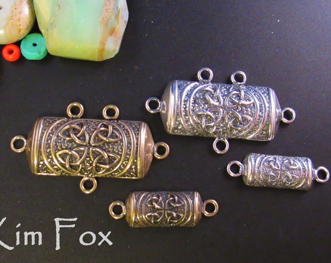 Large KF18 and Small Celtic KF22 Barrel Connectors in Silver and Bronze