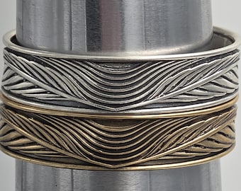 KFB403 Phoenix Feather Cuff: Bronze & Silver Adjustable Bracelet by Kim Fox