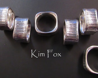 KFR286 Textured Sterling Silver Band Ring: Unisex Aspen Tree Design