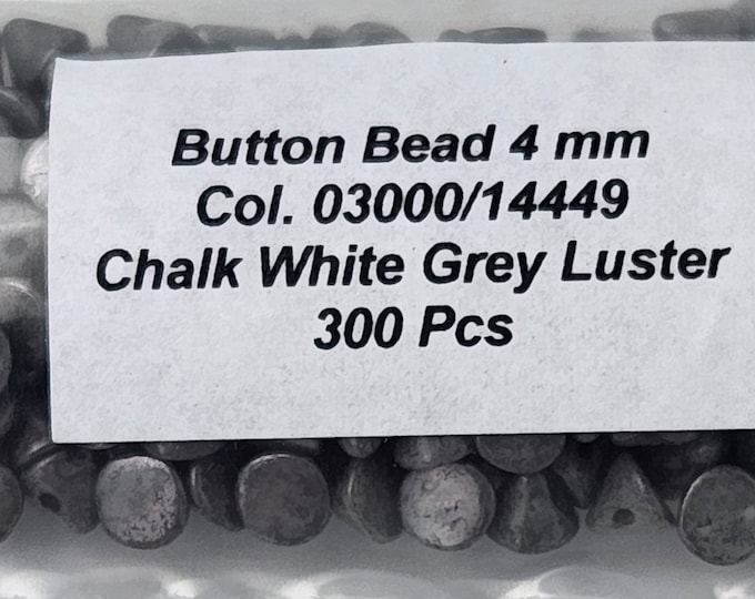 Chalk White Gray Lustre Czech 4mm Button Beads 300 count