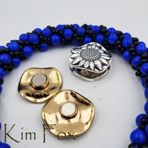KF197 Sunflower magnetic clasp in Sterling Silver or Golden Bronze designed by Kim Fox