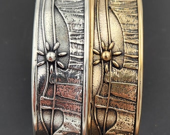 KFB504 Sun, Moon & Rainbow Cuff: Adjustable Sterling Silver or Bronze