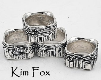 KFR491 Sun, Moon, Star and Wind ring - 4 in one - designed by Kim Fox in Silver