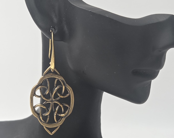KFE442 Irish Lace Celtic Trefoil Earrings in Bronze or Silver
