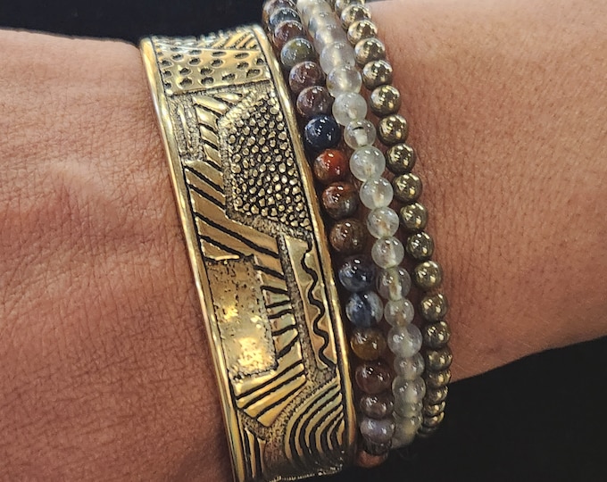 KFB435 Doodle Cuff Bracelet: Etched Zentangle Design in bronze and silver