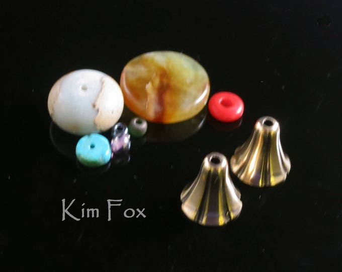 KF236 A Pair of Small Bell Flower Cones in Golden Bronze or Sterling Silver 14mm by 10mm opening designed by Kim Fox