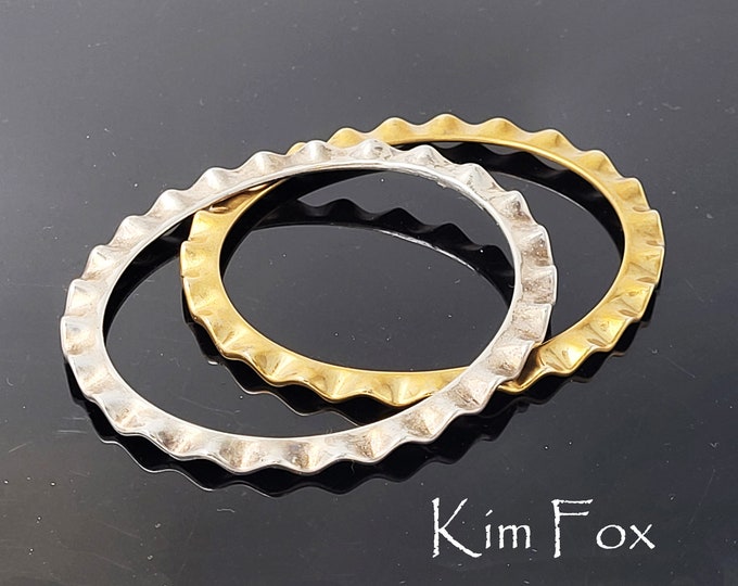KFB27 7 inch Oval Two Sided Wave Bangle in Golden Bronze by Kim Fox made for the petite hand