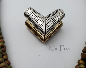 KF310 V Magnetic Clasp in Bronze and Sterling Silver suitable for necklaces designed by Kim Fox