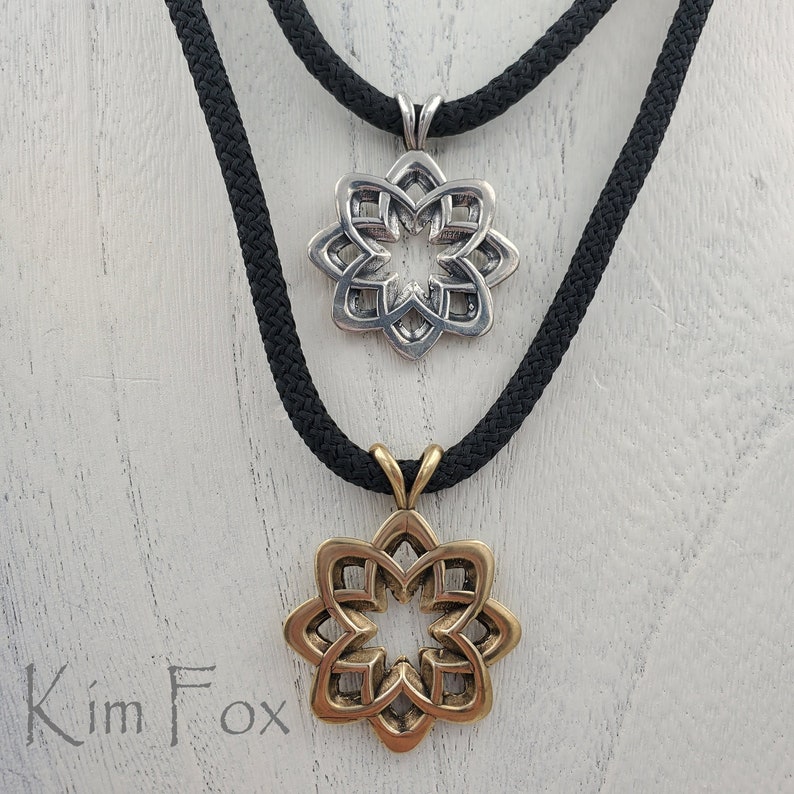 KFP15 Desert Flower Pendant in Silver or Bronze Two Sided Etsy