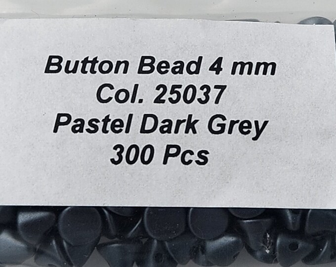 Pastel Dark Gray 4mm Czech Button Beads 300 qty