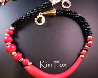 KF342 Small Double Heart Sister Hook Clasp in Sterling Silver or Golden Bronze by Kim Fox