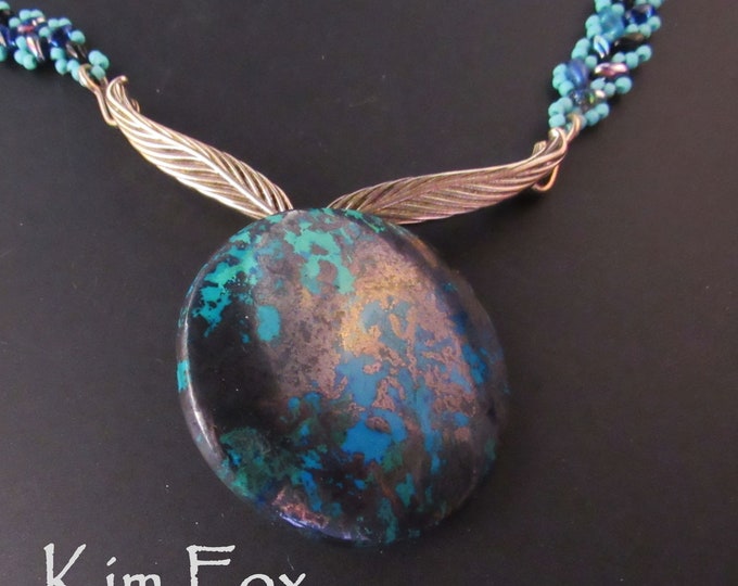 KF405 Feather to Flight Centerpiece - Bail - Clasp in Bronze and Sterling Silver by Kim Fox KF405