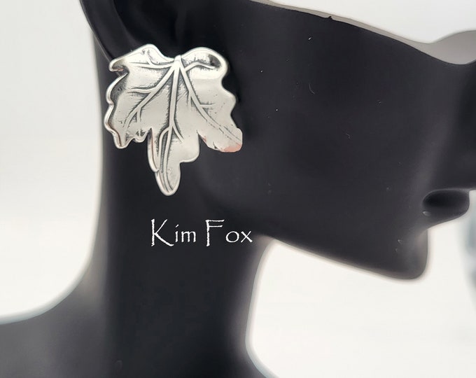 Maple Leaf Earring in Red, Golden Bronze or Sterling Silver with silver post designed by Kim Fox