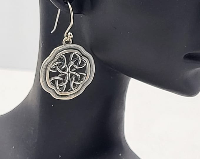 KFE360 Celtic Window Earrings in Sterling Silver or Golden Bronze with Gold Filled Ear Wires designed by Kim Fox