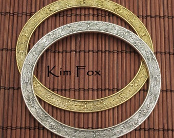 8 inch Chartres Labyrinth Oval Silver and Bronze Bangle by Kim Fox