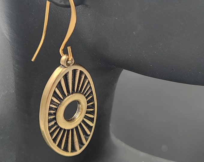 KFE522 Sunburst Earrings in Sterling Silver and Golden Bronze