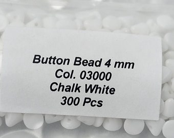 Chalk White 4mm Czech Button Beads 300 qty