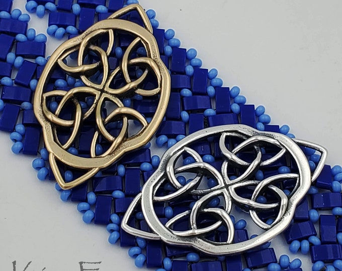 KF442 Irish Lace Element - use as clasp - earring - pendant - station in jewelry- designed by Kim Fox - silver and golden bronze