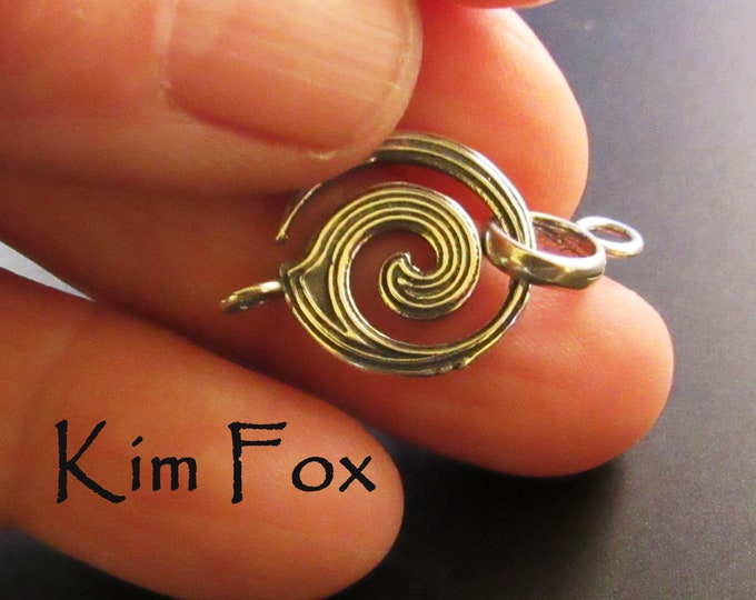 KF312 Medium Bronze Fire Spiral Clasp: Unisex Necklace Bracelet Connector