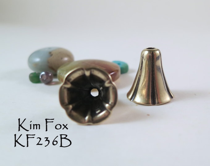KF236 A Pair of Small Bell Flower Cones in Golden Bronze or Sterling Silver 14mm by 10mm opening designed by Kim Fox