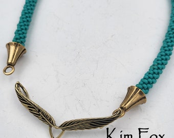 KF405 Feather to Flight Centerpiece - Bail - Clasp in Bronze and Sterling Silver by Kim Fox KF405