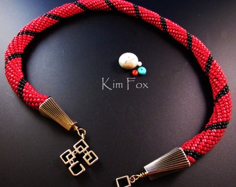 C160 Rectangular Slot Clasp in Oriental Style in Sterling Silver or Golden Bronze by Kim Fox suitable for bracelet or necklace