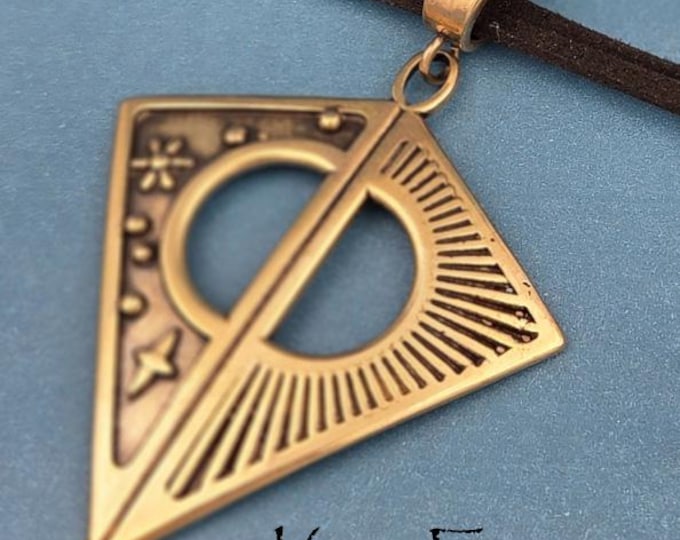KFP491 Reversible Sun, Moon, and Stars Pendant: Golden Bronze & Sterling Silver Abstract Universe