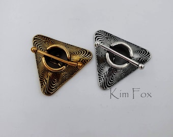 KF210 Triangular Toggle Clasp in Chartres Pattern  Secure and Easy to Use in Golden Bronze by Kim Fox - 2 strand connection