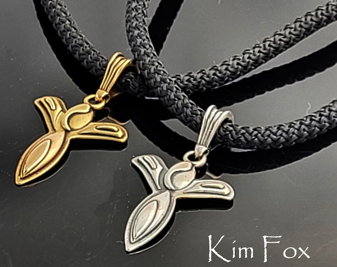 KFP422 Petite Desert Angel Pendant in sterling silver or golden bronze designed by Kim Fox without bail