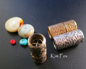 KF375 Slash Texture Lipstick Style Magnetic Clasp in Bronze, White Bronze and Sterling Silver designed by Kim Fox