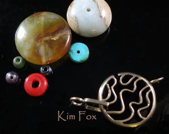 C219 Swirl Round Clasp for necklace or bracelet in bronze or silver by Kim Fox