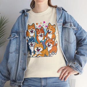 Uroczy t-shirt unisex Shiba Inu, prezent dla miłośnika psów, koszulka dla zwierząt, koszulka ze zwierzętami, zabawny strój codzienny, prezent urodzinowy, odzież na festiwal dla psów, zabawny i zabawny