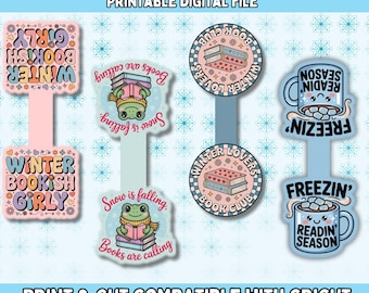Printable Winter Magnetic Bookmarks: PNG Bundle for Cricut and Silhouette (Digital Download)