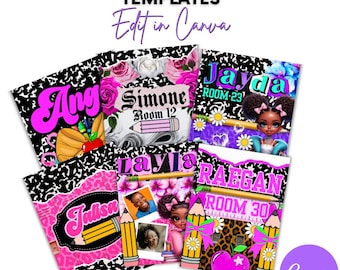 Couvertures de cahier de composition pour filles : modèles modifiables sur toile (téléchargement numérique)