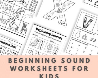 Beginning Sounds Worksheets Bundle A–Z, Phonics Practice for Kids | Preschool Literacy Style, Printable PDF Alphabet Pack