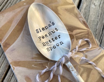 Personalized Spoon | Peanut Butter Spoon | Stamped Spoon |  Spoon for Peanut Butter | Peanut Butter Lover Gift | Gifts Under 20