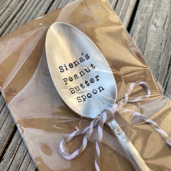 Personalized Spoon | Peanut Butter Spoon | Stamped Spoon |  Spoon for Peanut Butter | Peanut Butter Lover Gift | Gifts Under 20