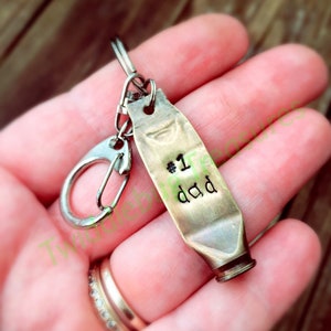 Bullet Keychain - Father's Day Keychain - Dad Keychain - Stamped Bullet Keychain - Hunter Gift - Ammo Keychain