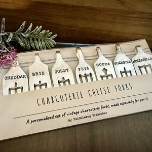 Fork Cheese Markers - Vintage Fork - Charcuterie Forks - Hand Stamped Fork - Housewarming Gift - Hostess Gift - Upcycled - Charcuterie