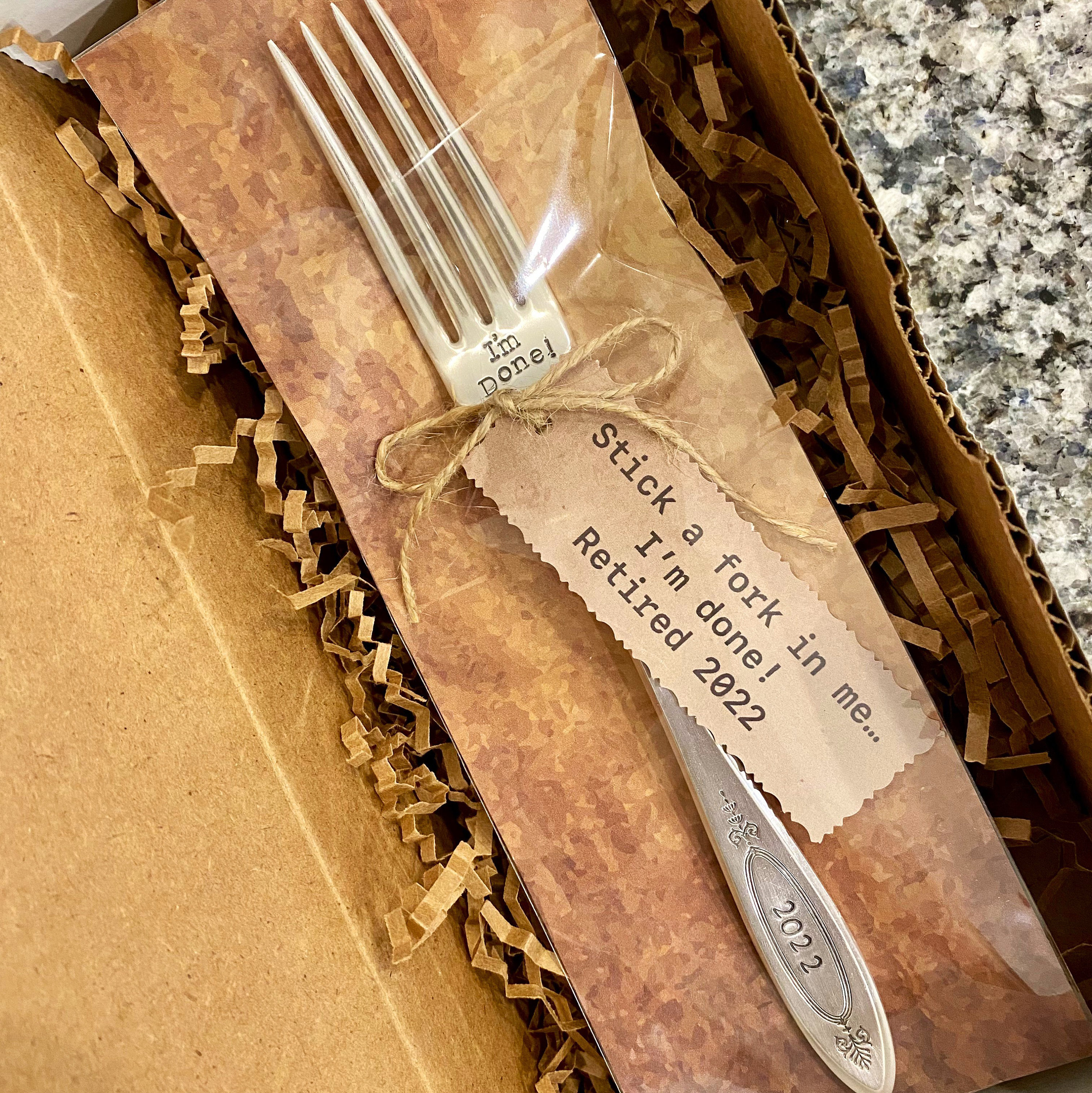 Gift for Retirement | Retirement Gift | Vintage Fork | Personalized Silverware | Stamped Fork | Gifts Under 20 | Personalized Fork