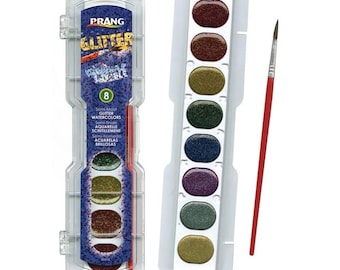 Prang Glitter Watercolor Set: 8 Washable Colors with Brush