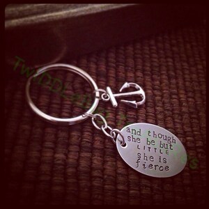 Religious Key Chain - Though She be But Little She is Fierce - - Fierce - Hand Stamped - Stainless Steel Key Chain - Religious - Church