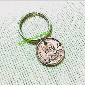 Penny Key Chain - Anniversary Key Chain - Stamped Penny - Personalized | Gifts Under 20 | Gifts Under 10 | Stocking Stuffer