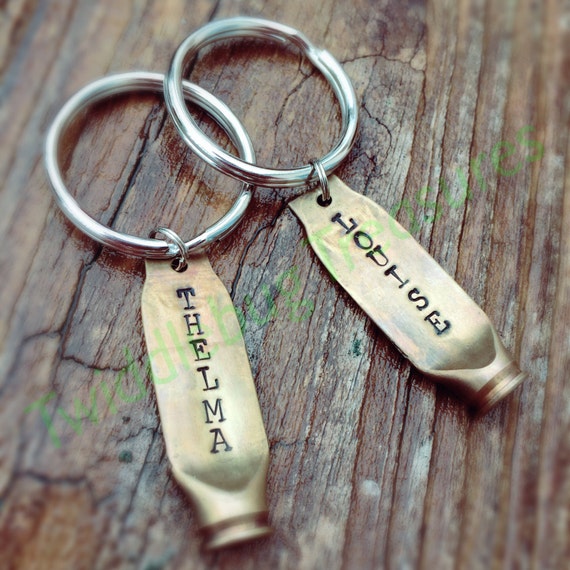 Thelma & Louise Brass Keyring Set With Flower Design