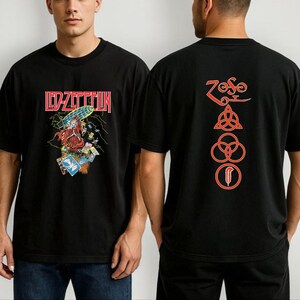 Led Zeppelin Icarus Color Band Logo T-Shirt - Official Men's Dark Heather Tee, Size XXL, Pull-On Style - View #4