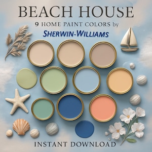 Sherwin Williams Beach House Paint Color Palette Guide: Coastal Farmhouse Interior Color Schemes with a Breezy, Seaside Vibe