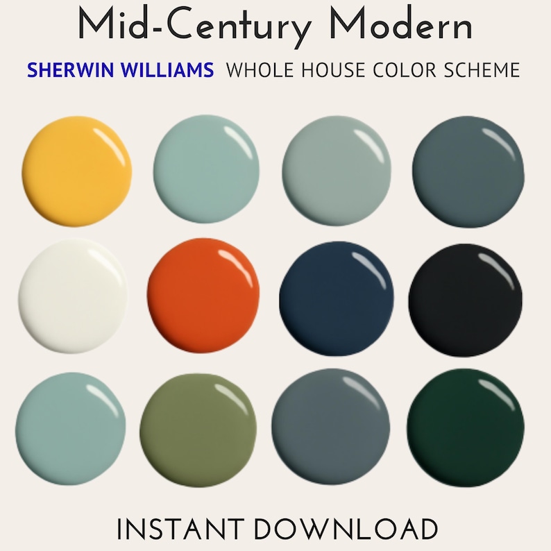 Mid-century Modern – Sherwin Williams Whole House Color Palette ...