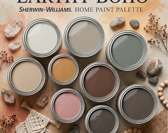 Sherwin Williams Color Palette Earthy Boho | Whole House Paint Colors | Boho Scheme | Interior Design Guide Digital Download