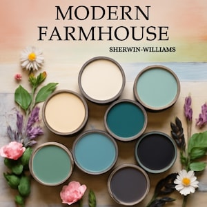 Sherwin Williams Modern Farmhouse Paint Palette, Coordinated Whole House Color Scheme, Harmonious Interior Paint Selections