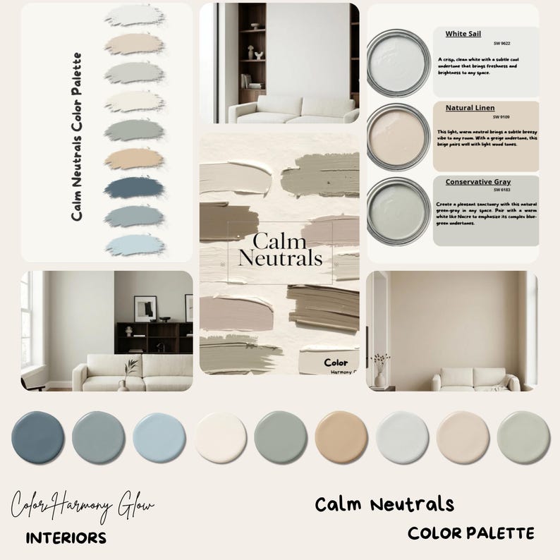Calm Neutrals Color Palette | Sherwin-Williams Whole House Colors | (Digital Download) image 3